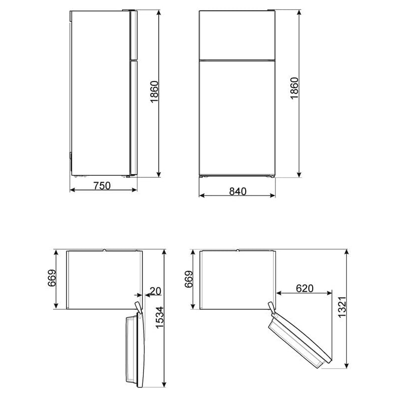 SMEG FD84EN4HM FRIGORIFERO DOPPIA PORTA 84CM...