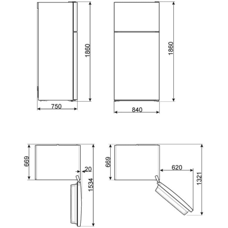 SMEG FD84EN4HX FRIGORIFERO DOPPIA PORTA 84CM TOTAL NO FROST 587LT CLASSE E INOX