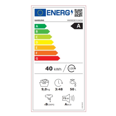 SAMSUNG WW90DB7U34GWU3 LAVATRICE 9KG 1400 GIRI VAPORE WI-FI CLASSE A