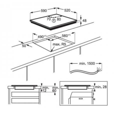 AEG IBK64204CB PIANO COTTURA A INDUZIONE 60CM 4 ZONE COTTURA IN VETROCERAMICA NERO - PROMO