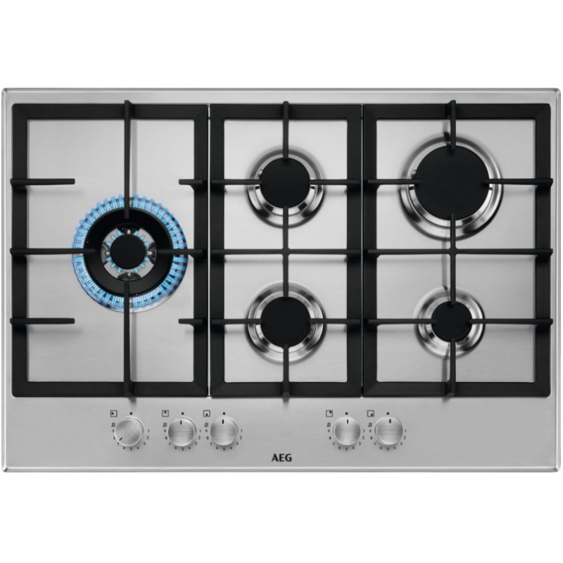 AEG HGB75520SM PIANO COTTURA DA INCASSO A GAS SLIM LINE 75CM 5 ZONE COTTURA COLORE INOX