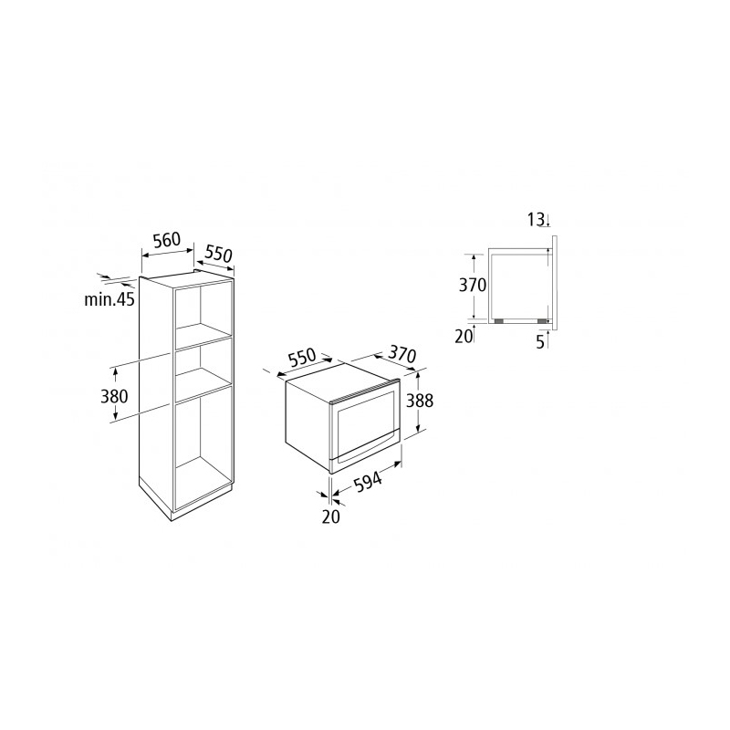 schema incasso del forno a microonde SCHOCK PRIMUS SMI253IX