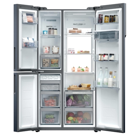 HAIER HSPR79F18EWMB FRIGORIFERO SIDE BY SIDE 3 PORTE 573LT NO FROST DISPENSER CLASSE E NERO SPAZZOLATO