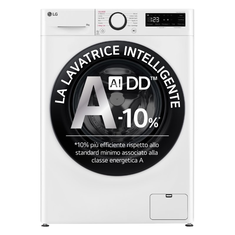 OUTLET LG O-F2R3S08NSWB LAVATRICE SLIM 48CM AI-DD 8KG 1200 GIRI VAPORE INVERTER CLASSE A - CON DIFETTI