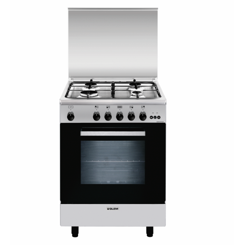 OUTLET GLEM GAS O-A654VI CUCINA 60X50 4 FUOCHI FORNO A GAS VENTILATO CON GRILL ELETTRICO - INOX - CON DIFETTI