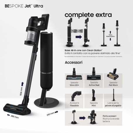 SAMSUNG BESPOKE JET ULTRA COMPLET SCOPA ELETTRICA SENZA FILI WIFI - VS90F40DEK