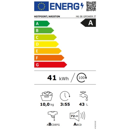 HOTPOINT ARISTON H6 08 GPOWER IT LAVATRICE 10KG 1400 GIRI  VAPORE CLASSE A - H608GPOWER-IT