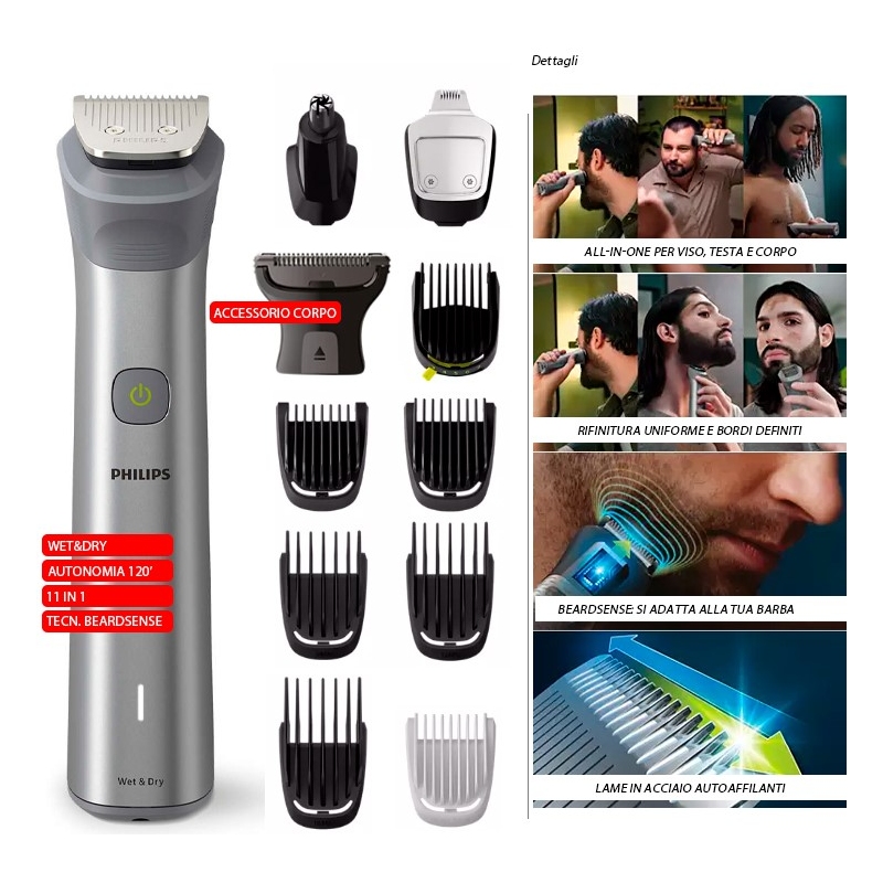 PHILIPS MG5940/15 RASOIO RICARICABILE 10 IN 1...