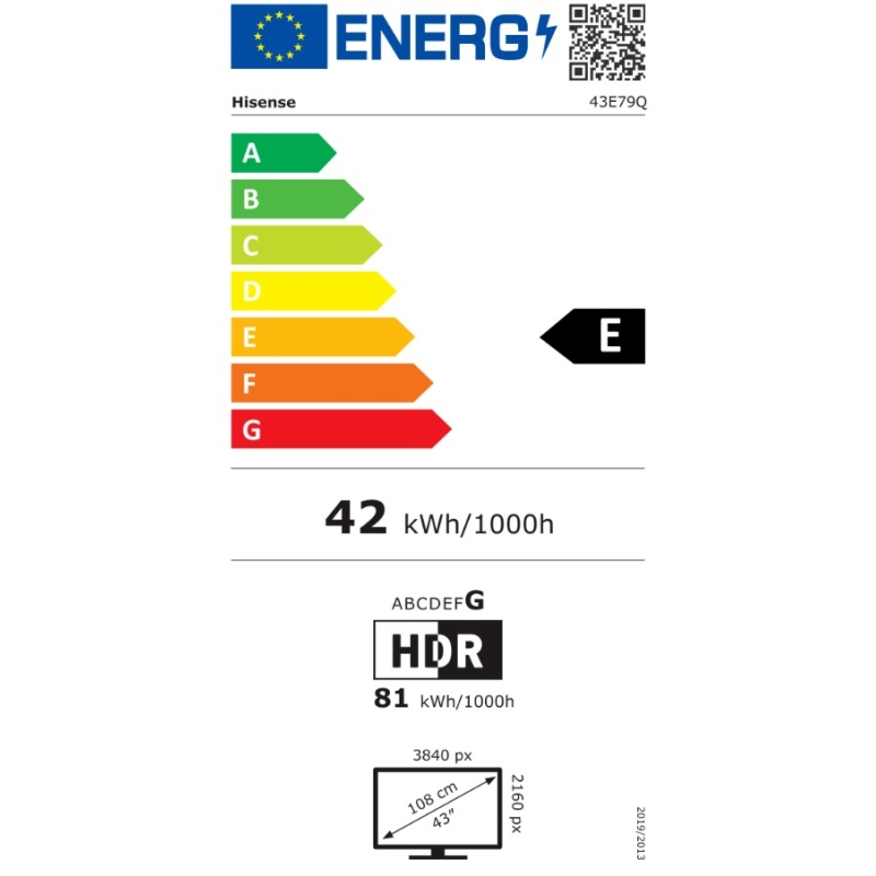 HISENSE 43E79Q TV QLED 43'' UHD 4K SMART TV