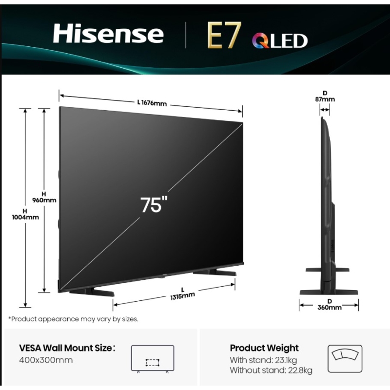 HISENSE 75E79Q TV QLED 75'' UHD 4K SMART TV