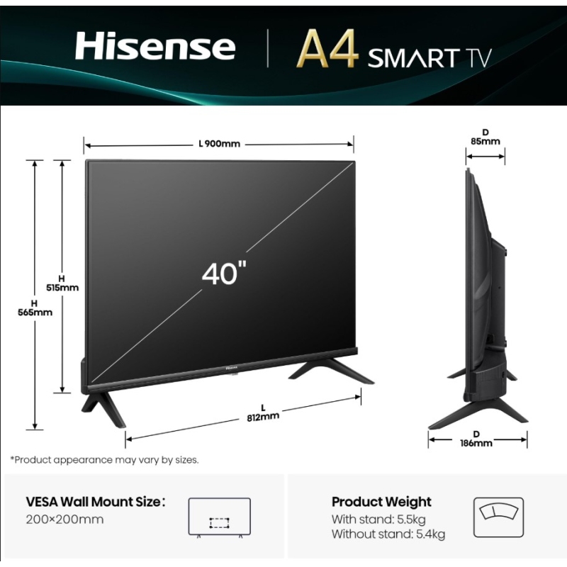 HISENSE 40A49Q TV LED 40'' SMART TV FULL HD...