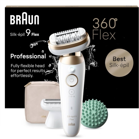 BRAUN SILK-EPIL 9 FLEX EPILATORE DONNA CON TESTINA FLESSIBILE 360° WET E DRY - SES90713D