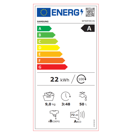 SAMSUNG WF90F09C4SU3 LAVATRICE 9KG 1400 GIRI ECODOSATORE WIFI CLASSE A - SILVER
