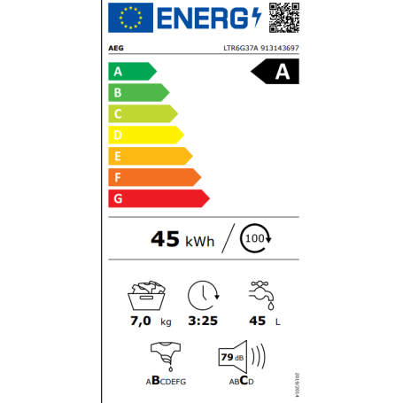 AEG LTR6G37A LAVATRICE CARICA DALL'ALTO 7KG 1300 GIRI CLASSE A