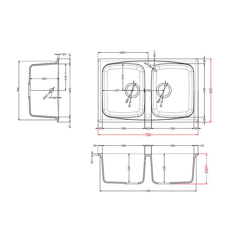 ELLECI MASTER 350 LGM35051 LAVELLO 2 VASCHE...