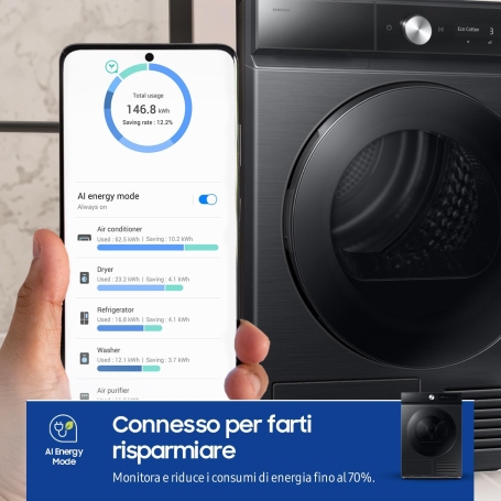 SAMSUNG DV90DB7845GBU3 ASCIUGATRICE 9KG WIFI BESPOKE AI CLASSE A+++