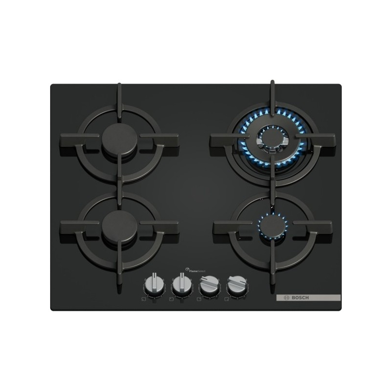 BOSCH PPH6A6I10 PIANO COTTURA DA INCASSO 60CM 4 FUOCHI A GAS IN VETRO NERO