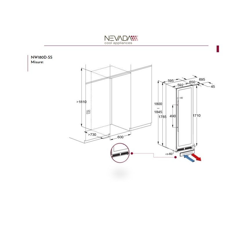 NEVADA NW180D-SS CANTINETTA VINO 174 BOTTIGLIE...