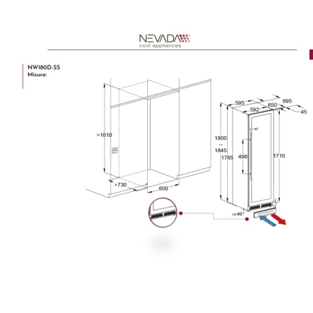 NEVADA NW180D-SS CANTINETTA VINO 174 BOTTIGLIE LIBERA INSTALLAZIONE 2 ZONE DI TEMPERATURA