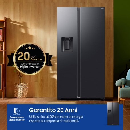 SAMSUNG RS70F64KEFEF FRIGORIFERO SIDE BY SIDE 640LT NO FROST DISPENSER WIFI CLASSE E ANTRACITE