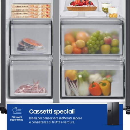 SAMSUNG RS70F64KEFEF FRIGORIFERO SIDE BY SIDE 640LT NO FROST DISPENSER WIFI CLASSE E ANTRACITE