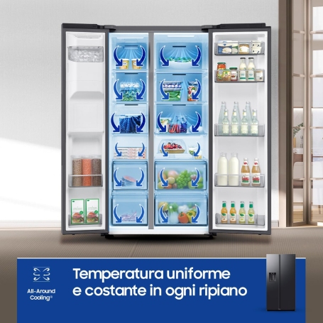SAMSUNG RS70F64KEFEF FRIGORIFERO SIDE BY SIDE 640LT NO FROST DISPENSER WIFI CLASSE E ANTRACITE
