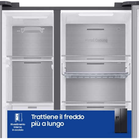 SAMSUNG RS70F64KEFEF FRIGORIFERO SIDE BY SIDE 640LT NO FROST DISPENSER WIFI CLASSE E ANTRACITE