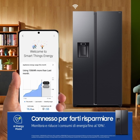 SAMSUNG RS70F64KEFEF FRIGORIFERO SIDE BY SIDE 640LT NO FROST DISPENSER WIFI CLASSE E ANTRACITE
