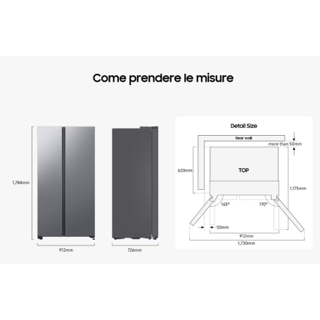 SAMSUNG RS70F64KEFEF FRIGORIFERO SIDE BY SIDE 640LT NO FROST DISPENSER WIFI CLASSE E ANTRACITE
