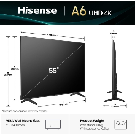 HISENSE 55A69Q TV LED 55'' SMART TV UHD 4K SMART TV