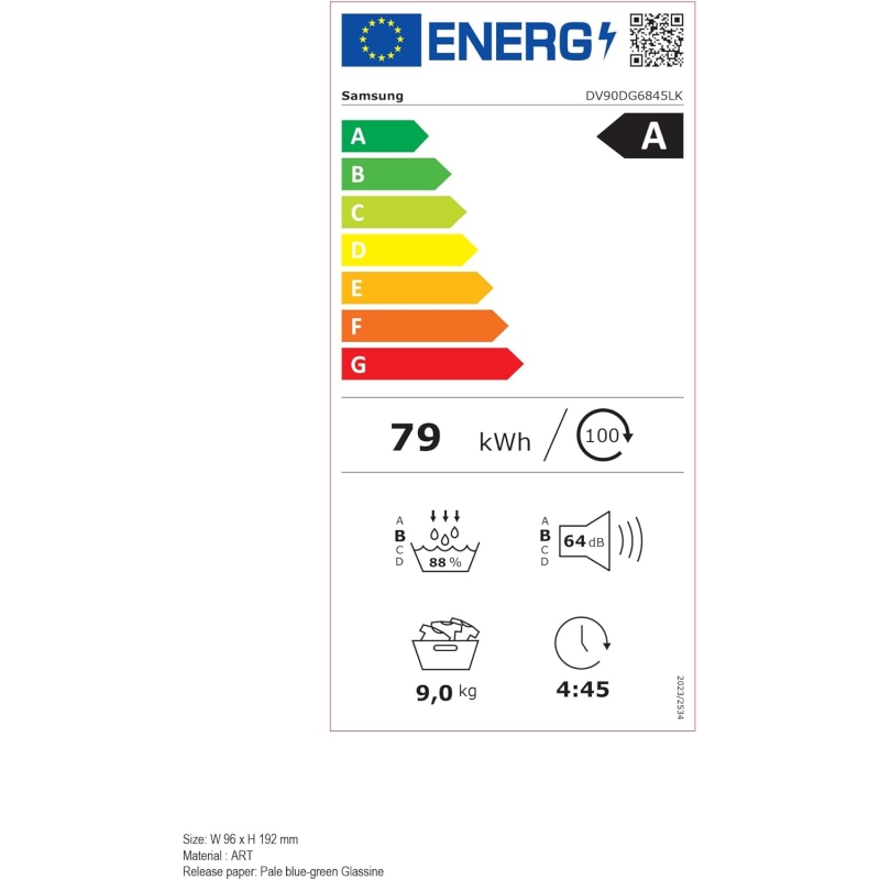 SAMSUNG DV90DG6845LKU3 ASCIUGATRICE 9KG WIFI...