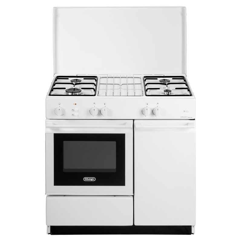 DE LONGHI SGGW854N-EDM CUCINA A GAS 86x50 CM 4 FUOCHI FORNO A GAS CON GRILL ELETTRICO COPERCHIO IN METALLO - BIANCA