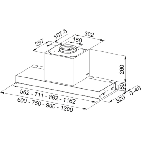FABER IN-NOVA ZERO DRIP LITE A60 BK CAPPA ASPIRANTE DA INCASSO 60CM NERA CLASSE B - 305.0703.267