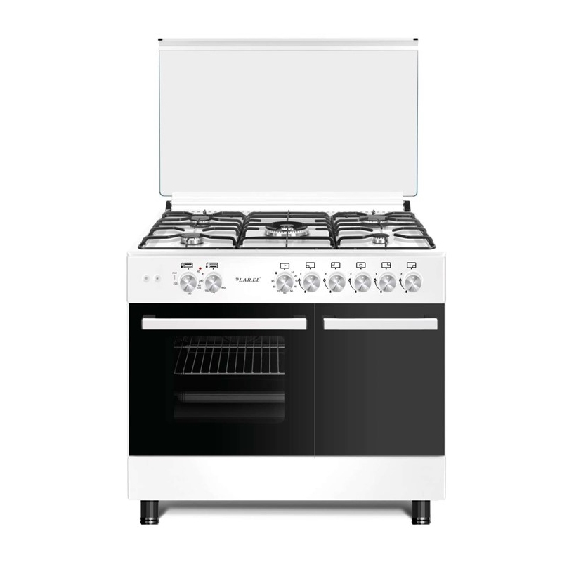 LAREL L90BT5GB CUCINA A GAS 90x60 5 FUOCHI FORNO A GAS VENTILATO - BIANCA