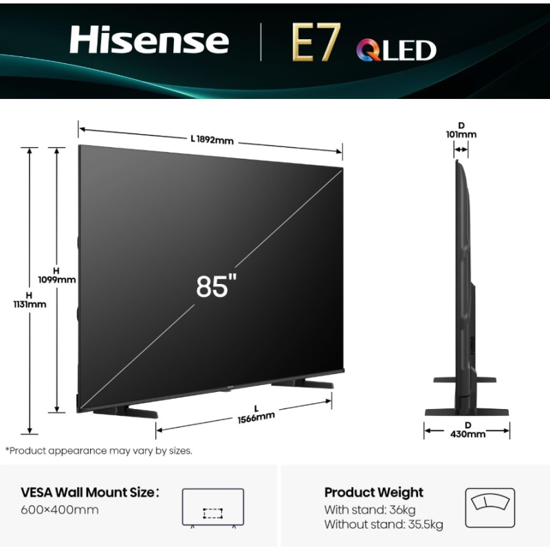 HISENSE 85E79Q TV QLED 85'' UHD 4K SMART TV