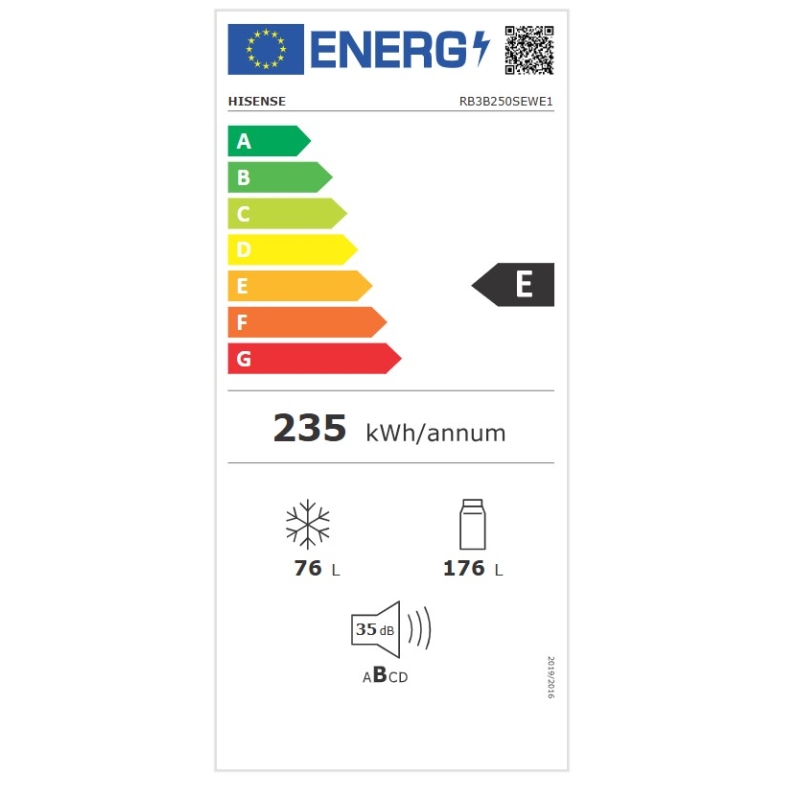 HISENSE RB3B250SEWE1 FRIGORIFERO COMBINATO DA...