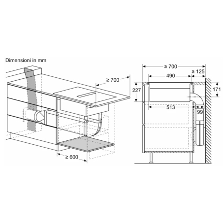 BOSCH PVS801B16E PIANO COTTURA A INDUZIONE 79CM CON CAPPA INTEGRATA 4 ZONE