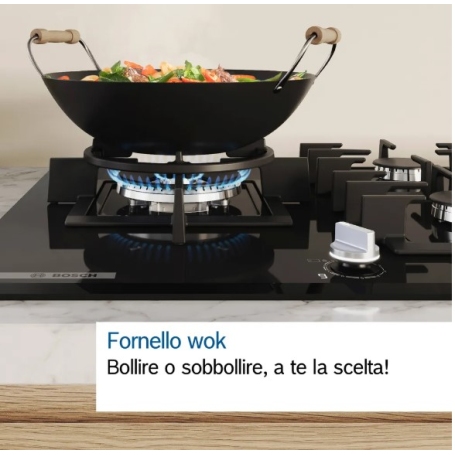 BOSCH PPQ7A6I15 PIANO COTTURA DA INCASSO 75CM 5 FUOCHI A GAS IN VETRO NERO