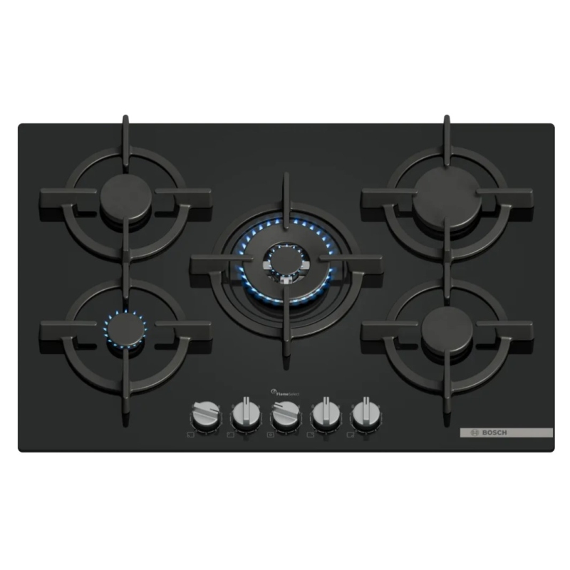 BOSCH PPQ7A6I15 PIANO COTTURA DA INCASSO 75CM 5 FUOCHI A GAS IN VETRO NERO