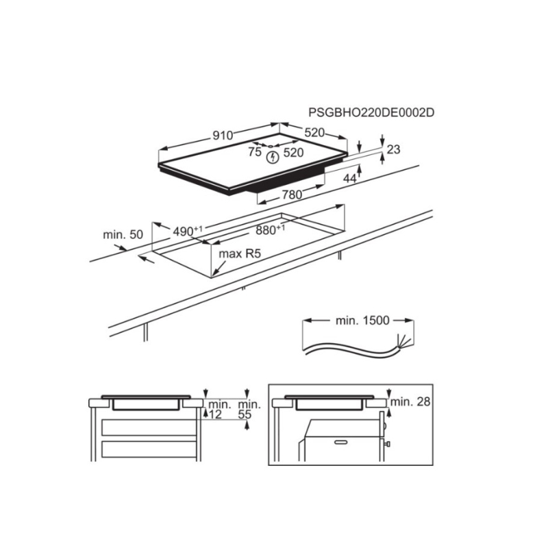AEG IKE95753FB PIANO COTTURA A INDUZIONE 91CM 5...