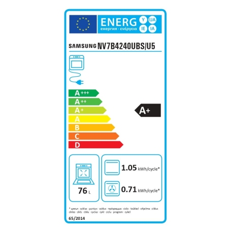 SAMSUNG NV7B4240UBS/U5 FORNO DA INCASSO ELETTRICO DUAL COOK MULTIFUNZIONE 76LT WIFI SONDA CARNE INOX CLASSE A+