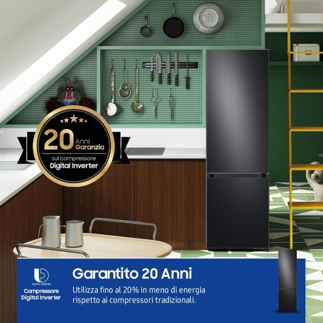 SAMSUNG RB38C7B6AB1 FRIGORIFERO COMBINATO BESPOKE 387LT NO FROST WIFI CLASSE A NERO