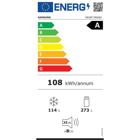 SAMSUNG RB38C7B6AB1 FRIGORIFERO COMBINATO BESPOKE 387LT NO FROST WIFI CLASSE A NERO