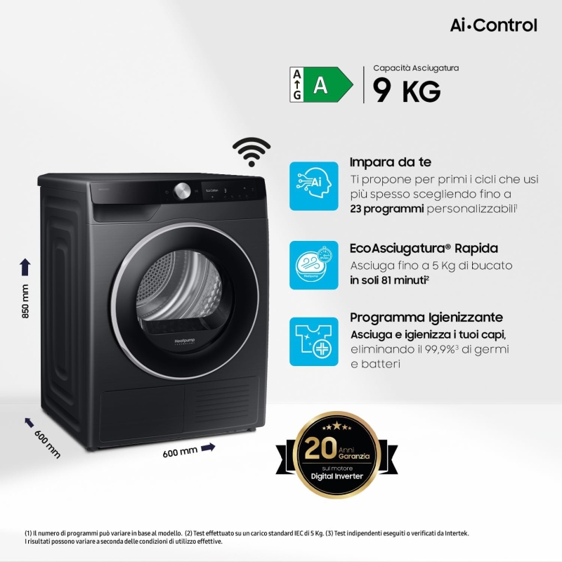 SAMSUNG DV90DG6845LB/U3 ASCIUGATRICE 9KG POMPA...