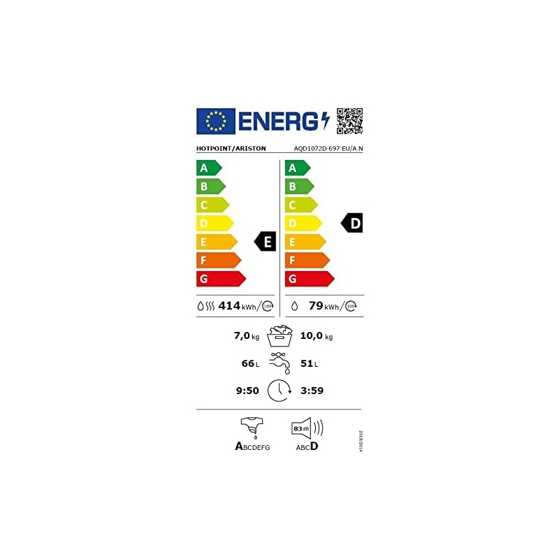 HOTPOINT AQD1072D 697 EU/A N LAVASCIUGA 10/7KG...