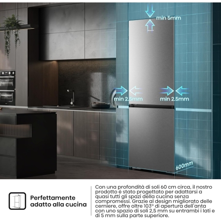HISENSE RB3K330SAIC FRIGORIFERO COMBINATO NO FROST 330LT KITCHENFIT WIFI CLASSE C INOX