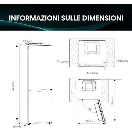 HISENSE RB3K330SAIC FRIGORIFERO COMBINATO NO FROST 330LT KITCHENFIT WIFI CLASSE C INOX
