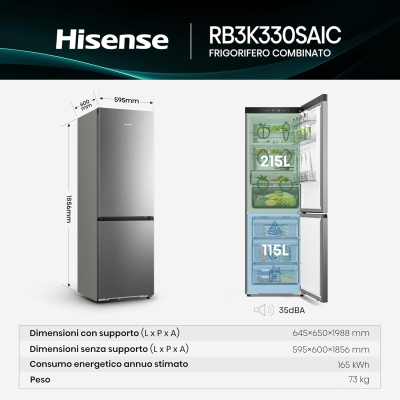 HISENSE RB3K330SAIC FRIGORIFERO COMBINATO NO...