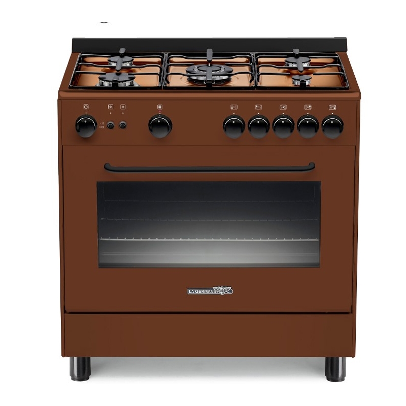 LA GERMANIA S85C21C/24 CUCINA 80x50 5 FUOCHI A GAS FORNO A GAS COLORE MOKA