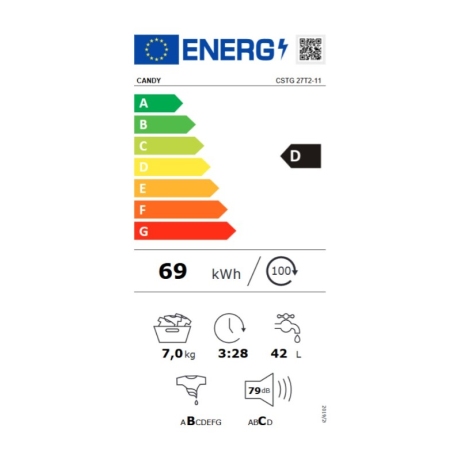 etichetta energetica della lavatrice Candy CSTG 27T2-11